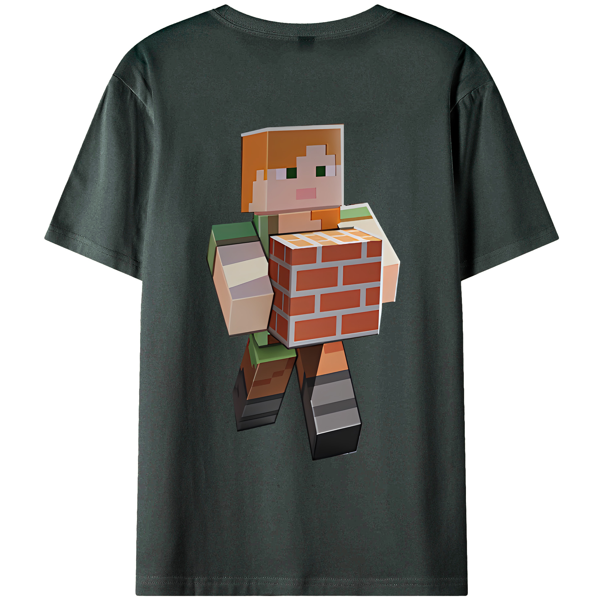 （画像用） マインクラフト ブロックの世界 Minecraft MC Block world 綿100％ メンズ半袖Tシャツ（バックプリント） 通気性